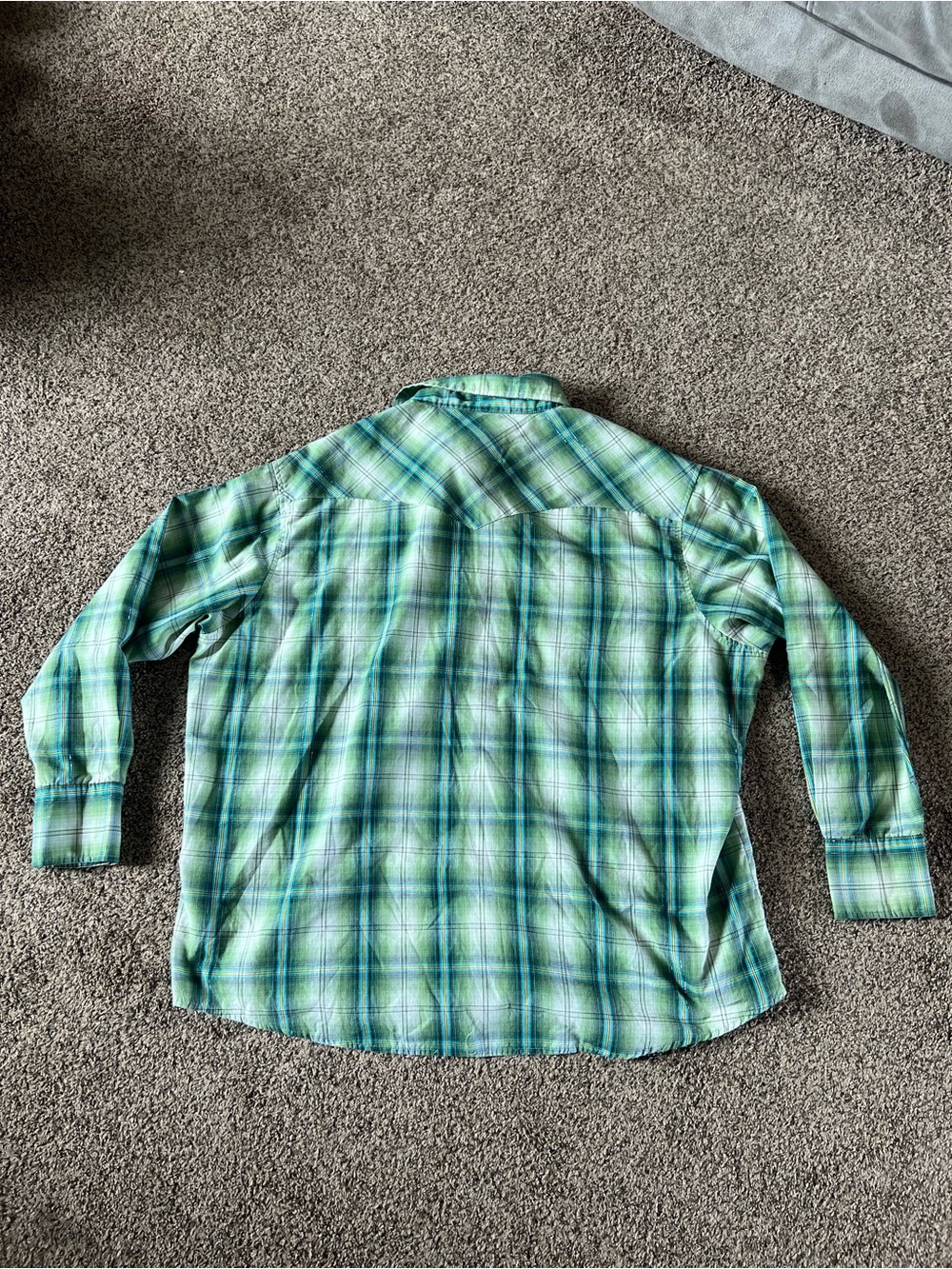 Wrangler Western Fashion Pearl Snap Shirt Green And White Men's 2XL Casual - Picture 2 of 7